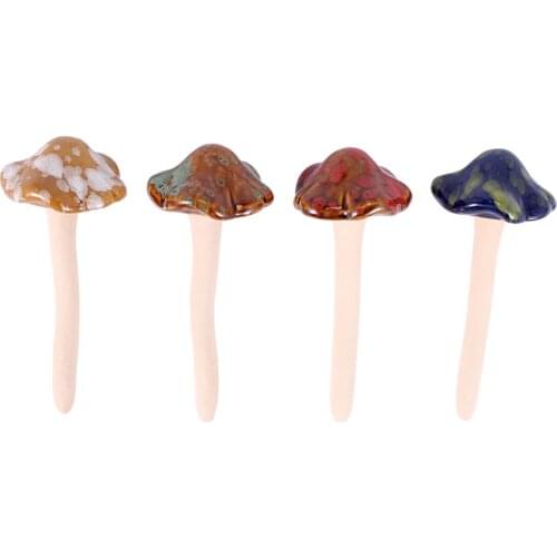 4Pcs Ceramic Toadstools For The Garden Tinkling Mushrooms Garden Ornaments Decor