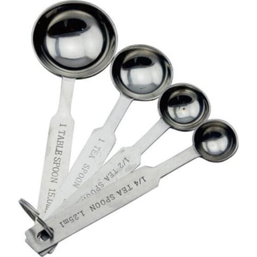 4Pcs/Set Stainless Steel Measuring Cup Tea Coffee Metal Measuring Spoon Scoop For Cooking Kichen Accessories Measuring Tools Set