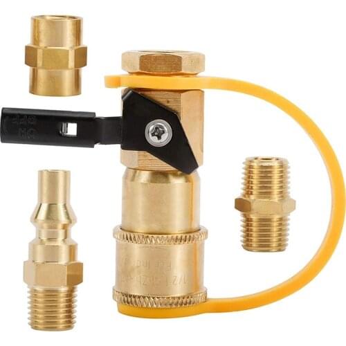 4Pcs RV Propane Quick Connecting Adapter 1/4 Inch Shutoff Valve and Full Flow Plug for Propane Hose