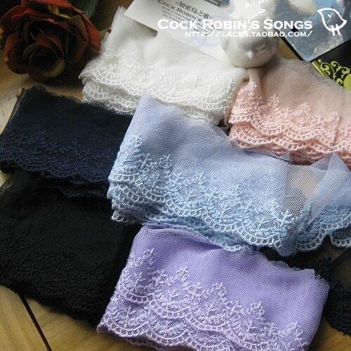 5 Yard/Lot New DIY cotton flowers lace trim gauze embroidery lace fabric 6.5cm wedding dress clothes accessories multicolor