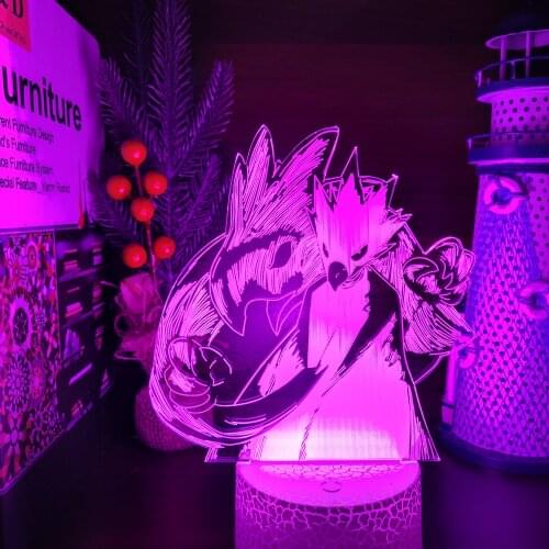 Acrylic 3D Lamp Anime My Hero Academia Tokoyami Fumikage Led Night Light Boku no Hero Academia Lighting Bedroom Decor Manga Gift