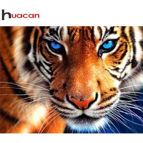 Huacan Diamond Painting Tiger Cross Stitch Home Art 5D Diamond Embroidery Wild Animal Kits Mosaic Handmade Gift