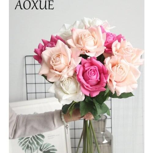 AOXUE Glue moisturizing feel rose simulation silk flower home living room decoration wedding road lead flower wall fake flowers