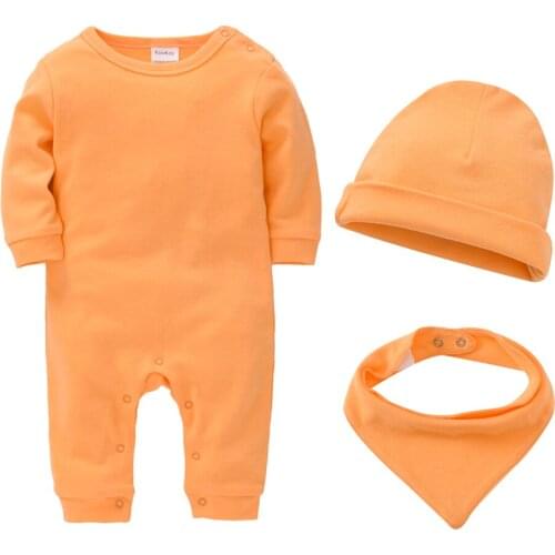 Kavkas Baby Girl Boy Romper 100% Cotton Summer Long Sleeve Clothes Solid Blank Design Newborn Body Jumpsuit