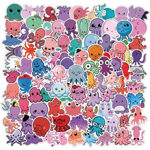 Cute Cartoon Animal Octopus Octopus Aesthetic Sticker Computer Suitcase Skateboard School Office Stationery Decoration 100PCS