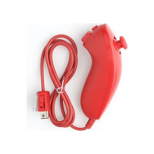 RED Left Hand Remote Wired Nunchuk Controller For Nintendo Wii U