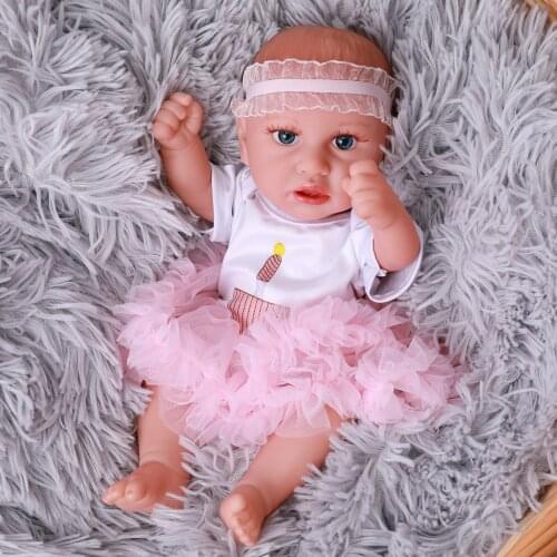 Handmade 12 Inch Reborn Baby Doll Girl 30 CM Painting Lifelike Newborn Baby Dolls Full Vinyl Body Doll With Blues Eyes Bonecas