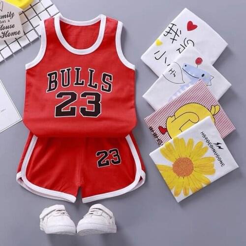 Summer Childrens Clothing Sets Cotton Casual Baby Boys Girls Sleeveless T-shirts+shorts 2-piece Suit For 1 2 3 4 5 6 Years Old