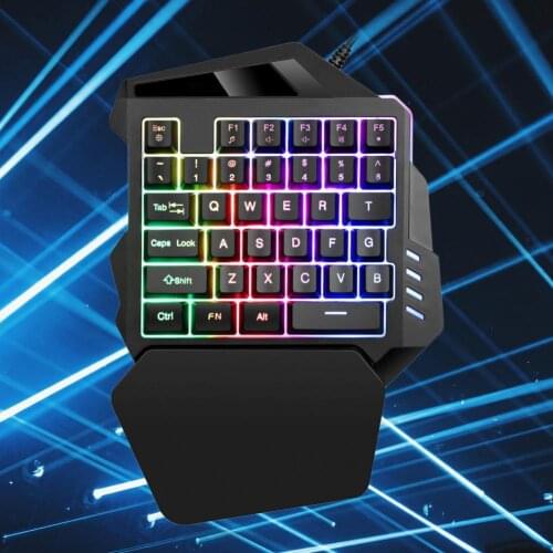 One-Handed Mechanical Gaming Keyboard RGB Backlit Portable Mini Gaming Keypad Game Controller for PC PS4 Xbox Gamer