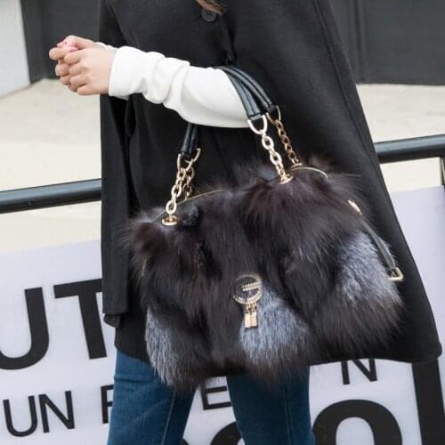 2020 Fxfurs Fashion Winter New Womens Bags Furry Bag Fox Fur Plush Bag Hand Bag Shoulder Messenger Bag