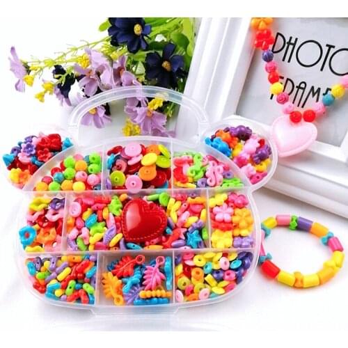 DIY Beads Kit Children Jewelry Making Kit DIY Necklaces Bracelet Beads Kit With Bear Shape Box For Handmade Craft