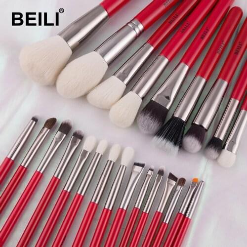BEILI 24 pcs Makeup Brushes Set Professional Natural Hair Foundation Powder Eyeshadow Blending Eyebrow Make up brush kit