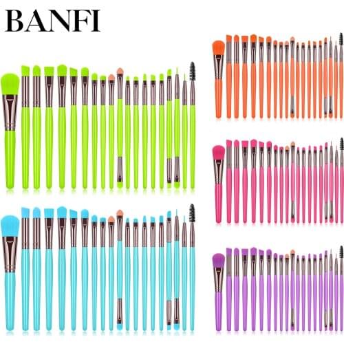 BANFI 20 Pieces Fashion Makeup Brush Set Color Eyeshadow Solid Brush Professional Concealer Cosmetic Eyebrow Eyelash Beauty Tool