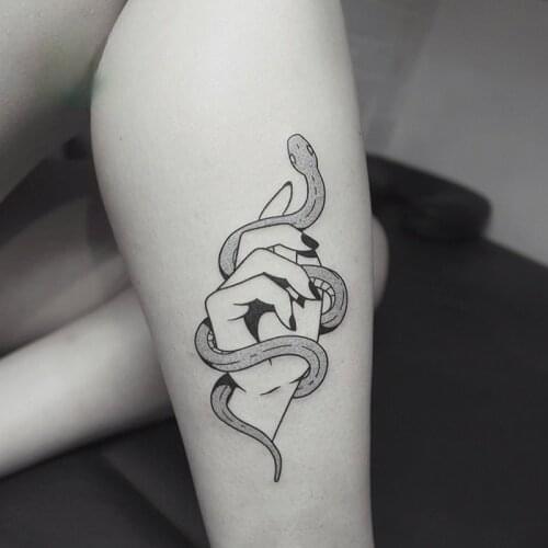 Temporary Tattoo StickersDrawing small Black White sketch Flowers Moon Skull Fake Tattoo Tatuagem For Women Men Girls