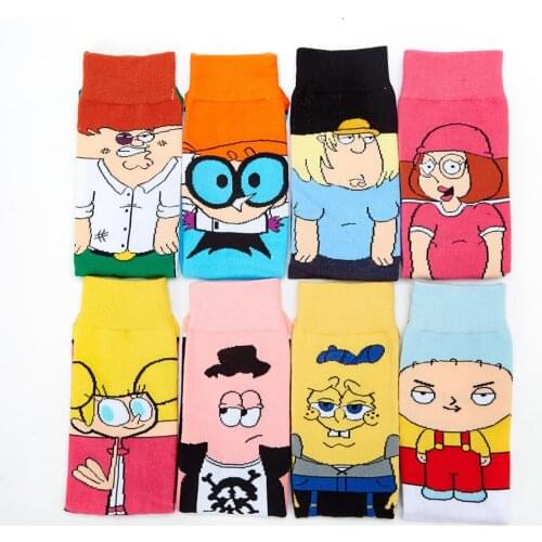 New Anime Print Knee-High AB Socks Creative Fashion Personalized Men Women Cosplay Breathable Cotton Sock Adult Long Socks Gifts