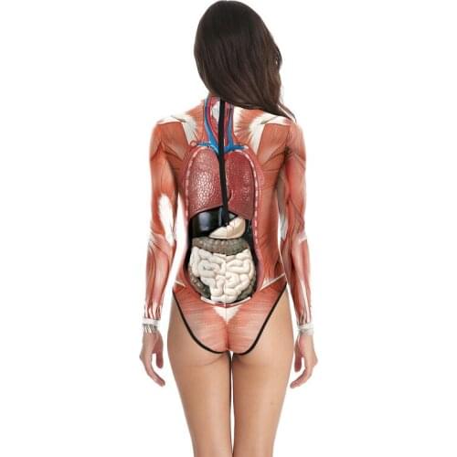 New Stage Performance Costumes Funny Realistic Human Body Organ Suit Print Jumpsuit Cosplay Costume Halloween Bizarre Clothing