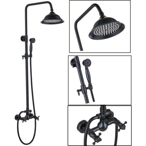 New Style Bathroom Stainless Steel Shower Set Household Bronze Shower System Set 8 Inch Handheld Sprayer Booster Nozzle