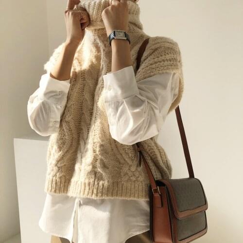 New Loose Sleeveless Sweater Spring Autumn Women Vest Sweaters Knitting Vest Joker Knitted Vest Wool Oversize Girls Pullover