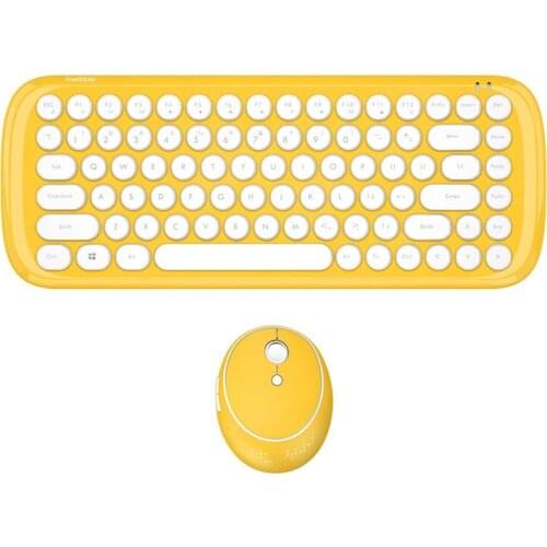 Office mini wireless 2.4G keyboard and mouse set round keycap girl powder wireless keyboard