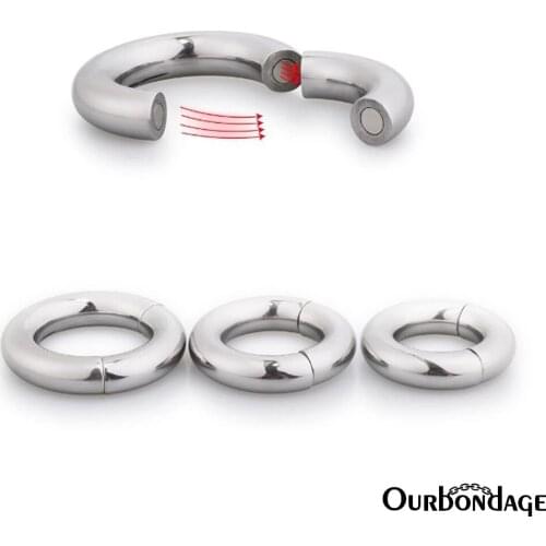 Ourbondage 5 Size Magnet Thick Ring Shape Ball and Penis Stretcher Scrotum Pendant Restraint Penis Traning For Men Gay Sex Toy