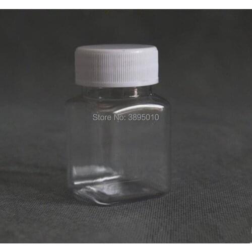 60g/60ml Plastic Empty Bottle Square Pet Medicine Pill Sample Packaging Bottles F596