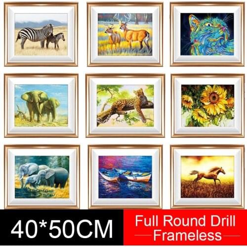 Full Round Diamond Painting Landscape 5D Diamond Embroidery 40x50CM Mosaic Cross Stitch Animal Home Decor Gift