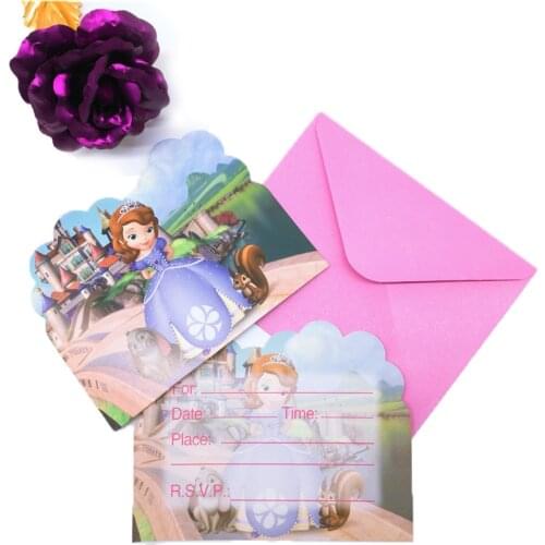 6 Kid Sofia Princess Invitation Card Happy Birthday Party Supplies Festival Decoration Event Party Favor Gender Reveal Girl