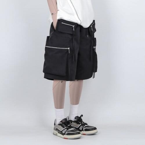 2021 Men Women Original design Street Original Multi pocket zipper loose profile five points Shorts plus size costumes