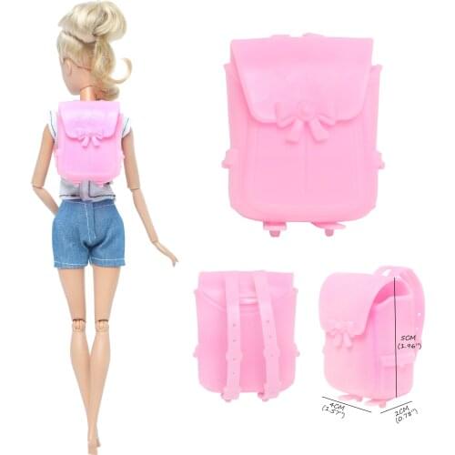 Fashion Doll Bag High Capacity Plastic Backpack Pink Adjustable Mini 1:6 Toy for Barbie Doll School Accessories Kids Play House