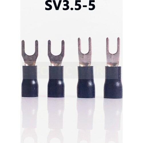 SV3.5-5 BLACK color Cold pressed terminals Cable Wire Connector 100PCS Insulated Spade Terminals Connector for 14-12AWG 6.2mm2