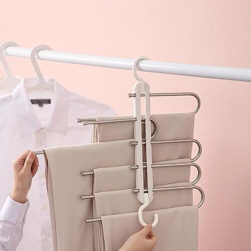 Closet Rack Multi-layer Clothes Jeans Trouser Hanger Household Saving Space Saver Set Storage Organizer Coat Stainless Steel