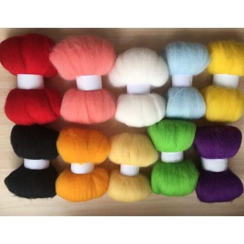 Wolvilt mixed colors fieltro naaldvilten merino wool fibre roving for needle felting kit diy crafa feutrine doll 200G w13