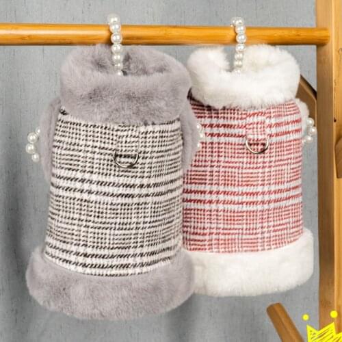 Fashion Plaid Dog Harness Jacket Winter Warm Pet Clothes for Small Dogs Chihuahua Yorkies Coat Puppy Pets Clothing manteau chien