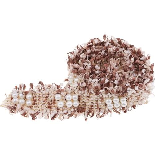 1 Yard Beaded Pearls Costume Applique Embellishment Decorated Lace Ribbon Trim for Wedding Dress for Clothing Waist Belts