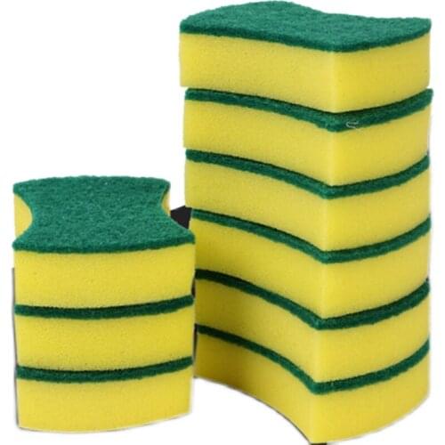 10pcs Dishcloth Kitchen Dishwashing Sponges Powerful Decontamination Double-Sided Cleaning Oil Stains Removing Tool