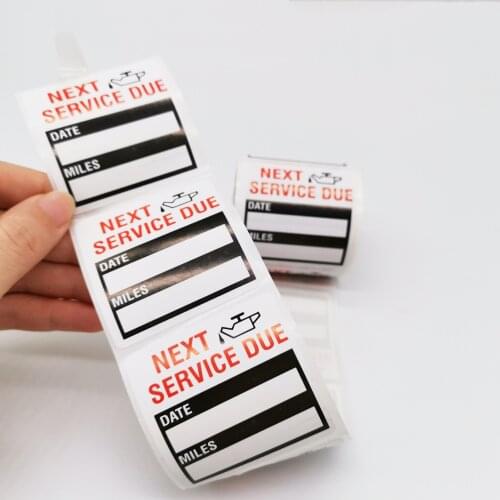 100pcs/roll Car Oil Change Reminder Sticker NEXT SERVICE DUE Labels Stickers