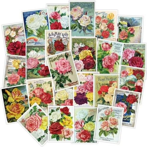 30PCS Retro Art Painting Flower Stationery PVC Stickers For Phone Laptop Funny Graffiti Sticker Decals Kid Toy DIY Stickers