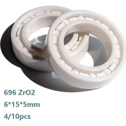 4/10pcs 696 6×15×5mm Zirconia Ceramic Deep groove ball bearings ZrO2 Full Ceramic bearing 6*15*5mm