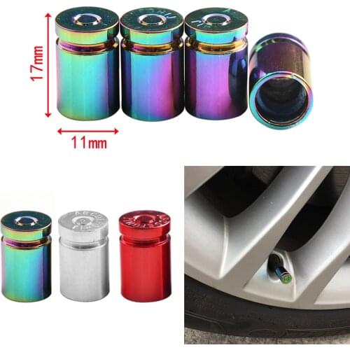 4Pcs Tire Valve Stem Cover Caps Aluminum Car Wheel Air Pressure Valve Cap Bullet Shell Dust Cap for Automotive Motorcycles Bicyc