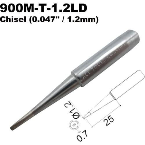 5 PCS Soldering Tip 900M-T-1.2LD Chisel 1.2mm for Hakko 936 907 Milwaukee M12SI-0 Radio Shack 64-053 Yihua 936 X-Tronics 3020