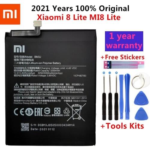 Xiao Mi Original Phone Battery BM3J For Xiaomi 8 Lite MI8 Lite High Capacity Polymer Replacement Battery 3350mAh With Free Tools