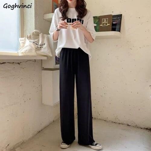 Casual Pants Women Solid Summer Thin Pantalones All-match Korean Fashion Loose Cool Simple Mujer Baggy Trousers College Clothes
