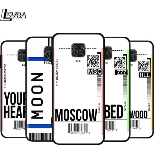 Air Ticket Travel For Xiaomi Redmi Note 9 9S 9Pro Max 8T 8Pro 8 7 6 5 Pro 5A 4X 4 Silicone Black Phone Case