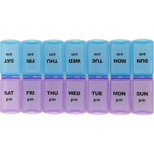 Travel Plastic Week Tablet Pill Storage Box for 7 Days Twice a Day