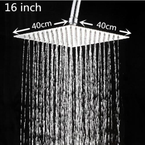 Bathroom ultra-thin steinless steel shower head 16 inch size 400mm*400mm air power square rainfall shower head