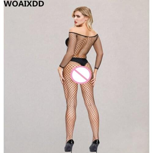 Erotic Hollow Out Large Mesh Body Stockings Women Sexy Transparent Intimates Underwear Porn Fishnet Lingerie Sexual Pajamas