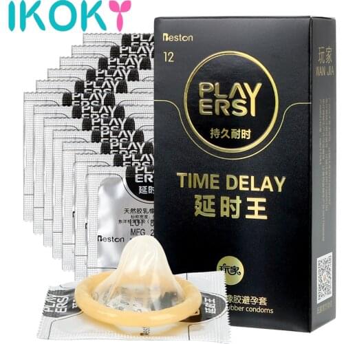 IKOKY Time Delay Large Lubrication 12 Pieces/Pack Sex Toys for Men Natural Latex Penis Cock Sleeve Ultra Thin Condoms