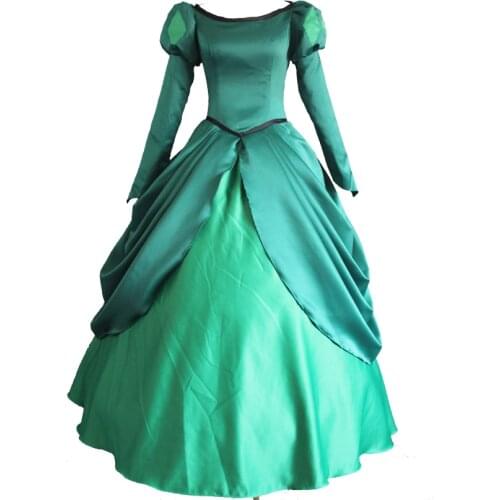 Cartoon Movie Mermaid Cosplay Princess Ariel Costume Adult Women Green Party Dance Dress Fancy Halloween Christmas Clothing