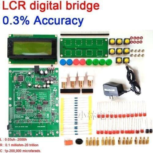LCR digital bridge tester 0.3% accuracy inductance,capacitor, resistor frequency test meter ESR DIY KitS WITH POWER 12V