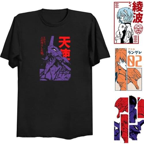 Men T-shirts Ayanami Rei Ikari Shinji Asuka Langley Soryu Anime Graphic Print Summer Tshirts Kawaii Harajuku Male Tshirt